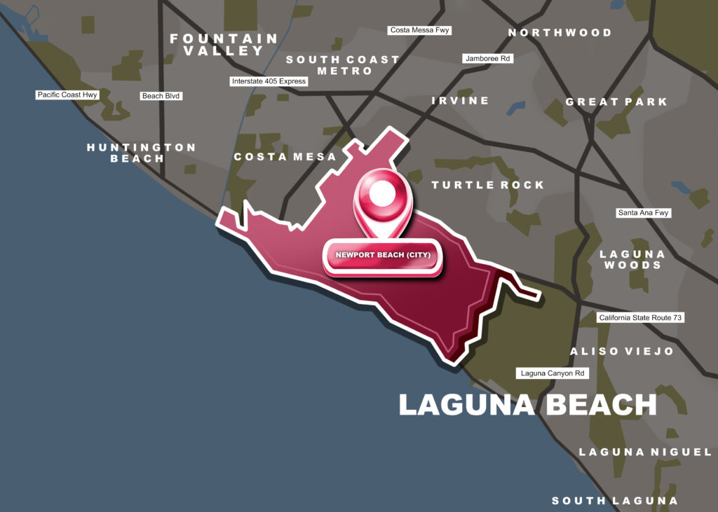 drawn map of newport beach, ca