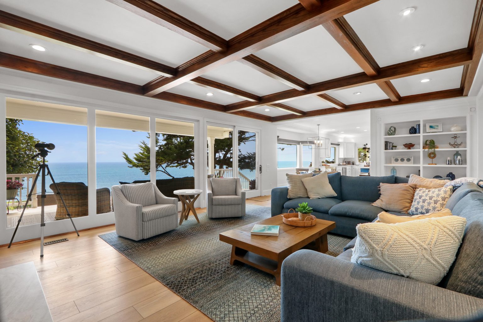 Same living room fully staged and photographed for listing